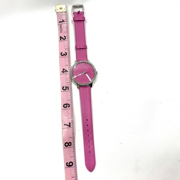 Manhattan By Croton Ladies Analog Watch Silver Steel/Pink Leather CM404254 NIB - Picture 7 of 9